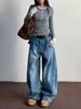 American Vintage High Street Vasket Vidde Jeans Dame 90-talls Retro Løse Motedesign Bukser Koreansk Elegant Denim Bukser Ins