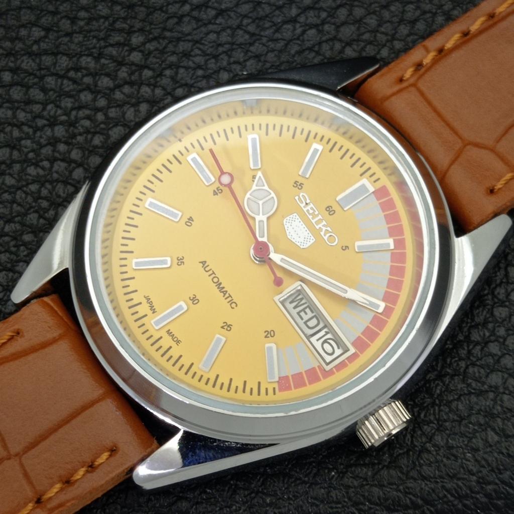 AUTOMATIC VINTAGE REFURBISHED SEIKO 5 6309A JAPAN MENS YELLOW WATCH A440864-4 Sk-a440864