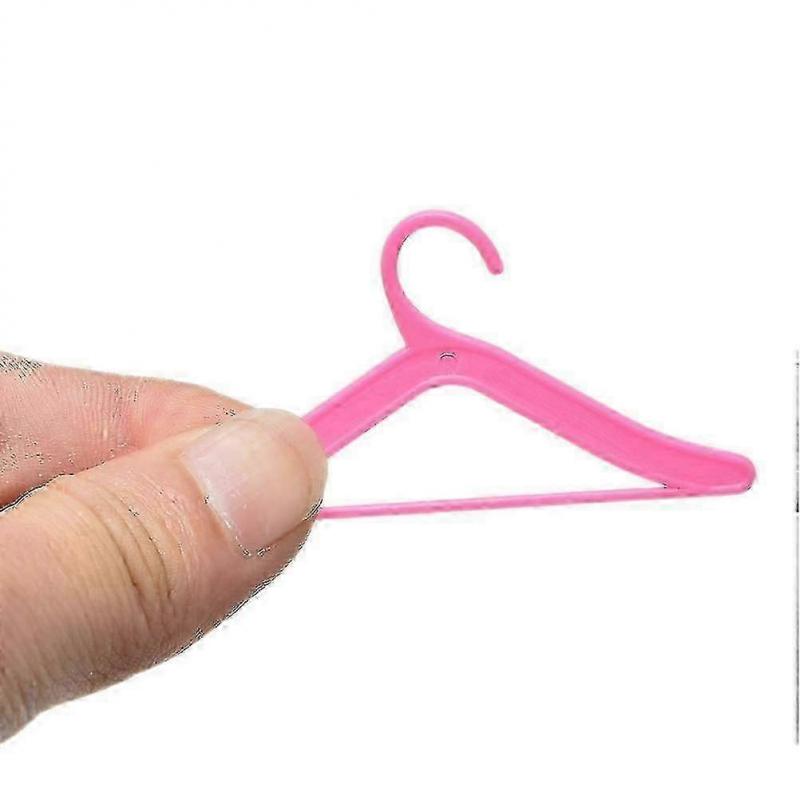 20 Pcs Pink Hangers For Barbies Dolls Clothes Accessories Plastic Hangers