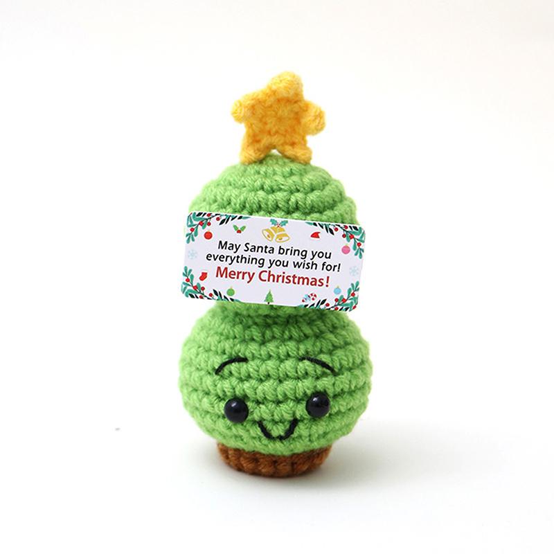 Cute Christmas Emotional Support Doll Fun Crochet Positive Energy Christmas Doll Handmade Knitte Doll Home Decor Festival Gift