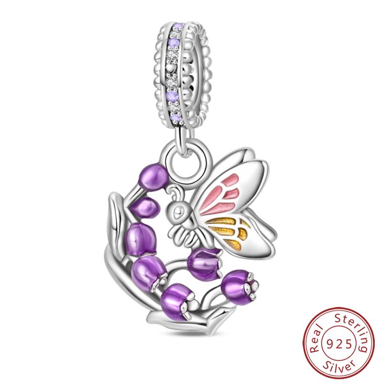 100% Copper Cute Little Bear Butterfly Flamingo Charms Beads Rose Princess Pendants Fit Diy Bracelets Jewelry Gifts