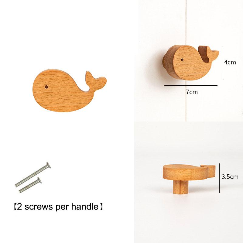 

Ручка дверцят шафи Дитяча кімната Креативна Мила Динозавр Унікальні Дерев яні Ручки-Тварини для Шухляд Декоративна Шухляда для Спальні Whale