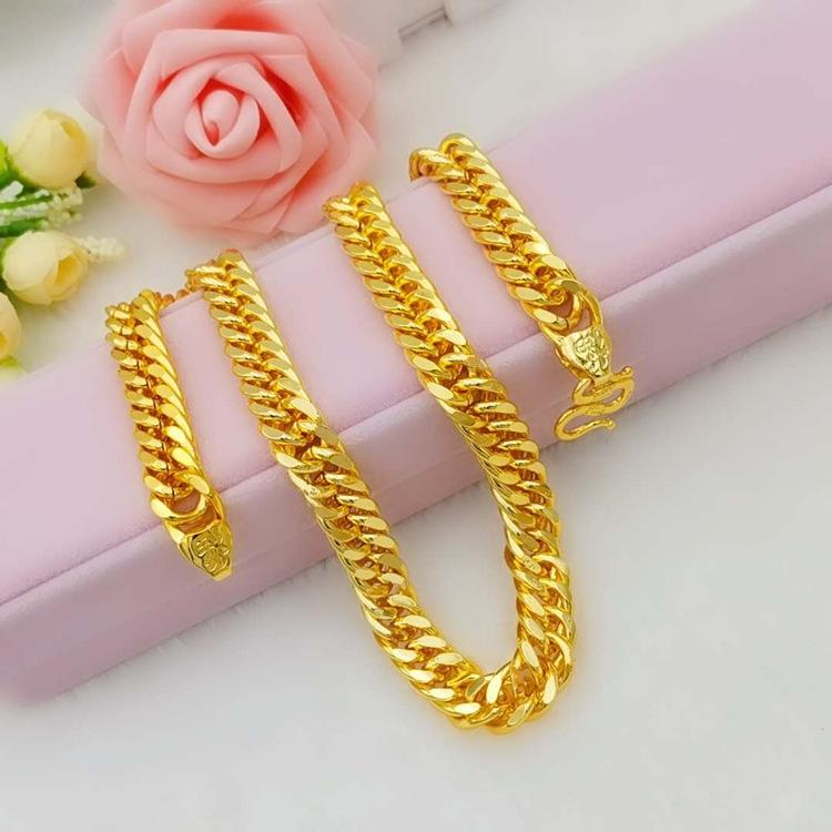 Collier Tête de Fortune Dorée Plaqué Or 18K Bijoux de Mariage, Bijoux Xiang Puissants pour Homme 2025