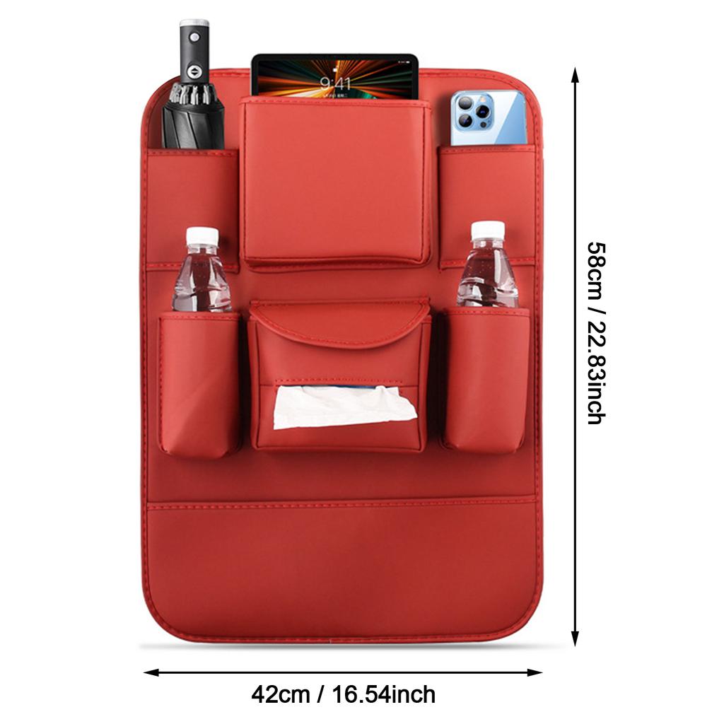 Obbarde Car Seat Back Organizer Storage Bag Compatible with Mercedes BMW Leather Waterproof Kick Mat