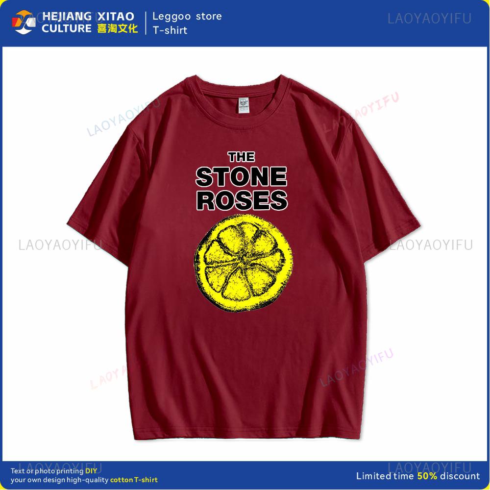 Human stone rose lemon name printed pattern fashion Harajuku trend Street wear Unisex and women universal short-sleeved T-shirt Unisex