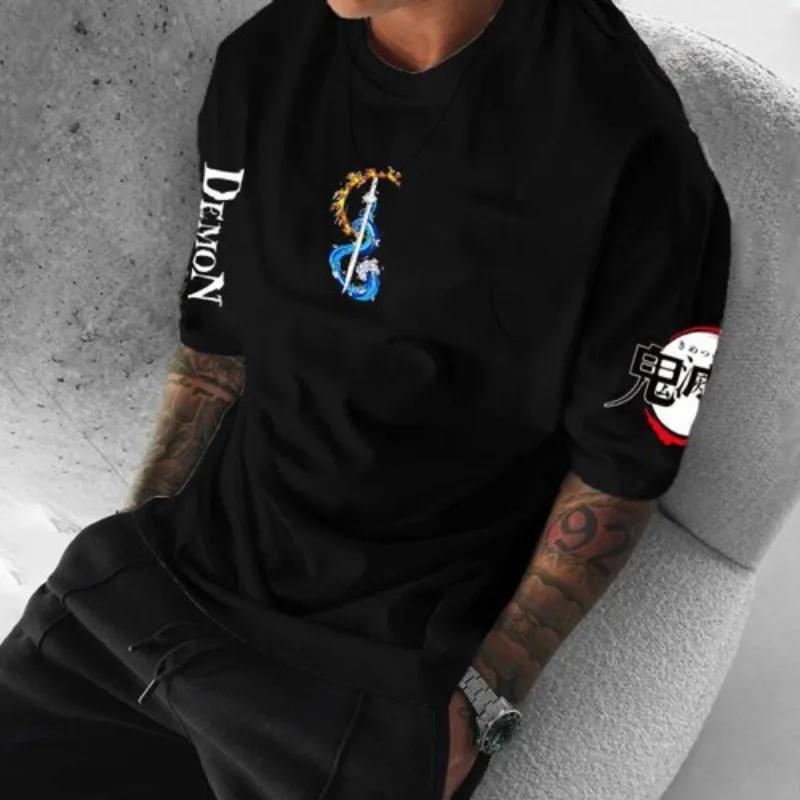 Demon Slayer Anime Rengoku Kyoujurou Surrounding T-shirt Summer Men's and Women's Harajuku Loose Large Casual Short Sleeved Top