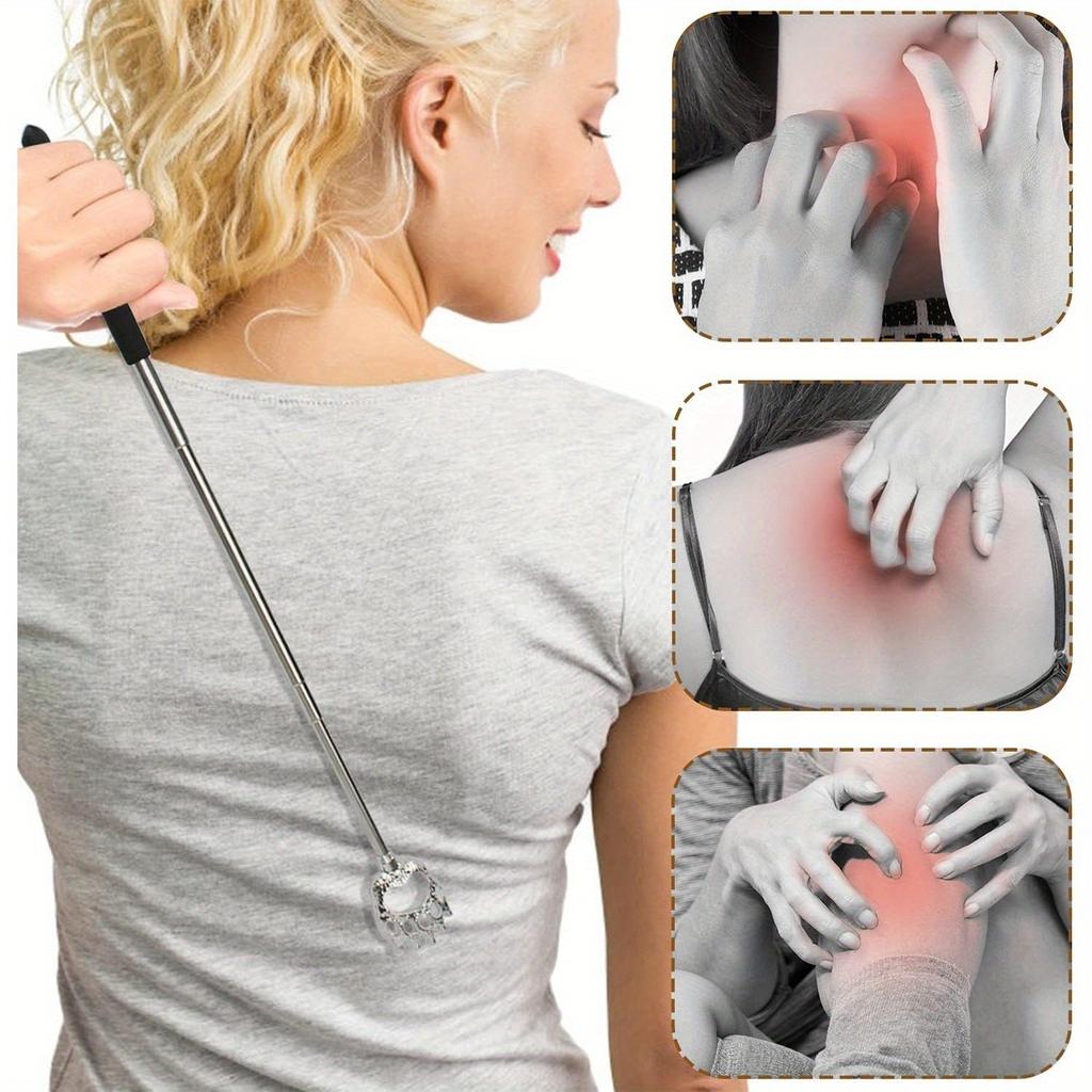 1pc Portable Extendable Telescopic Bear Claws Metal Back Scratchers/Hand Massager/Backslap with Rubber Handles Body Care Tools