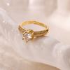 316L Stainless Steel Love Heart Trendy Ring for Women Opening Adjustable Creative Kpop Finger Ring Waterproof Beach Zircon 2025