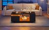 100*50*36cm Coffee Table with Drawer, LED Side Table, Living Room Table with Four Side Storage Compartments and a Cut-Out Design In the Middle. Black
