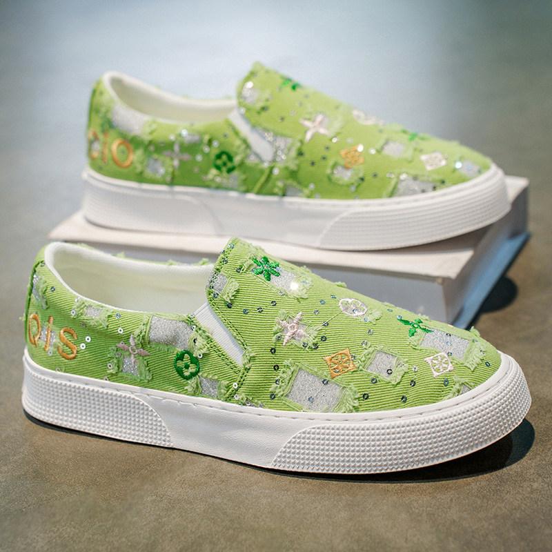 Nová móda Zelené pánské letní mokasíny Prodyšné ploché plátěné boty Pánské nazouvací ležérní boty Pánské espadrilky mokasíny