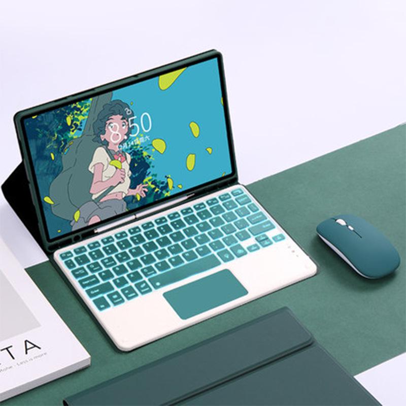 Compatible iPad Air 7th Gen Leather Case with Colorful Backlit Bluetooth Keyboard & Touchpad (10.9")