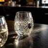 Einzigartiges Totenkopf- Weinglas Halloween Geist Whiskeyglas, Schwarze Katze Spinnennetz Tumbler für Gothic-Wohnkultur Cocktail, 350ml Gruseliges Trinkgeschirr Bar,