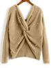 European Fashion Batwing Sleeve Knit Sweater with Cross Back Design for Women