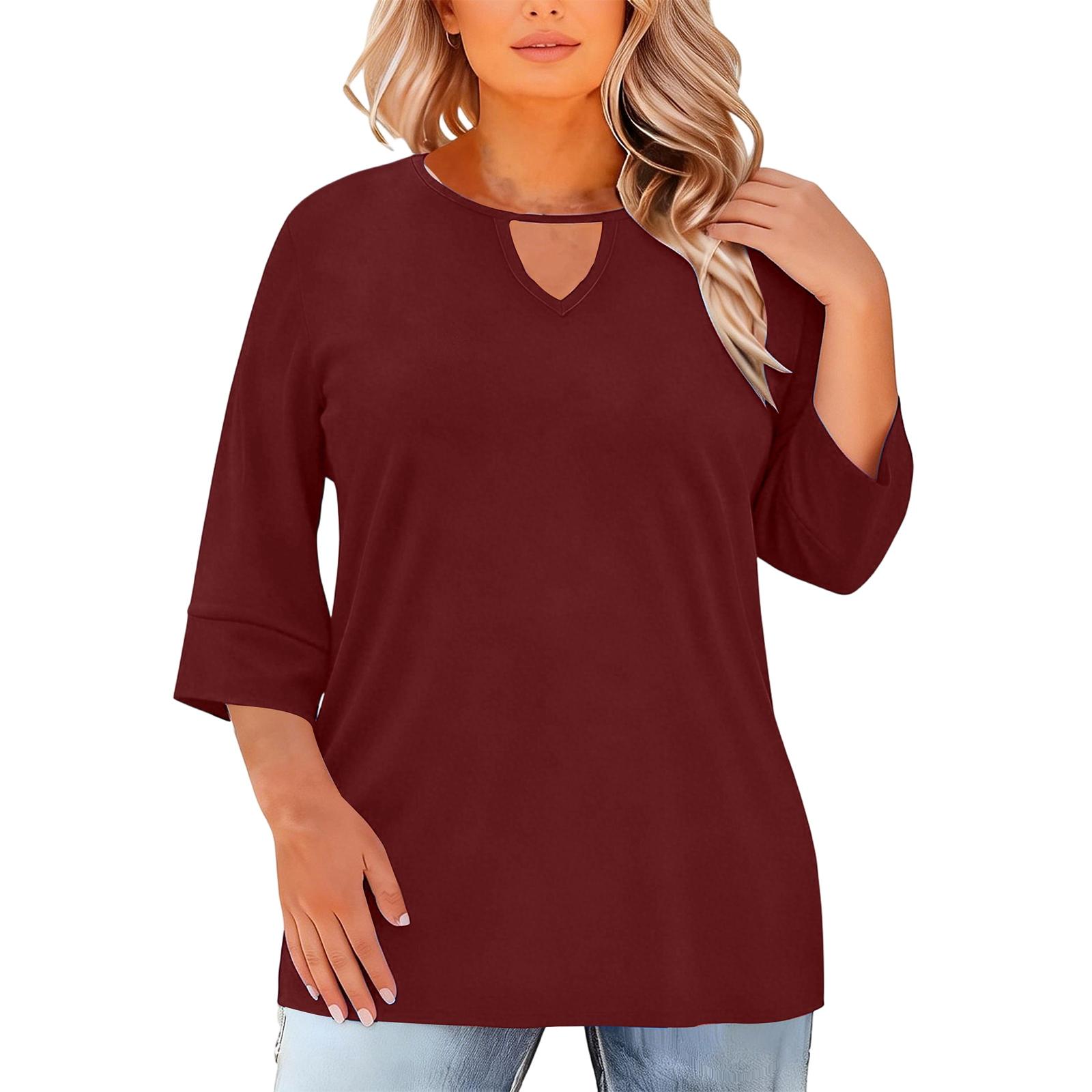 Women s Fashionable Short Sleeve Elegant Commuting And Casual Top XL винный