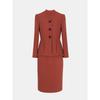 Blue Rose Plus Size Women's Clothing Customer Supply Imitation Acetate Twill Suit Elegant Rust Red Chinese Tunic Suit Style Suit + One-Step Skirt