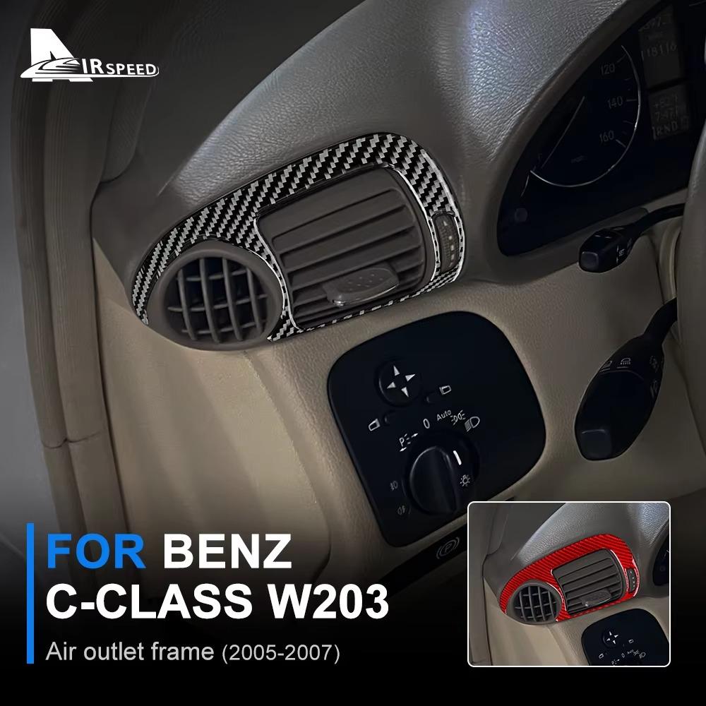 Real Soft Carbon Fiber Car Air Outlet Panel Trim Sticker Interior Accessories For Mercedes Benz C Class W203 2005 2006 2007