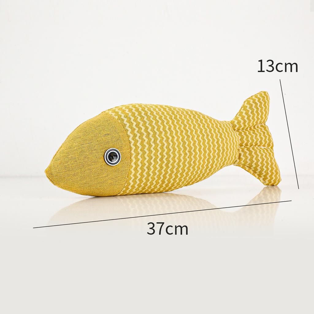 New Pippi Amoy Plush Cat Toy Wave Fish with Mint, Cat Self-hi Pet Toy