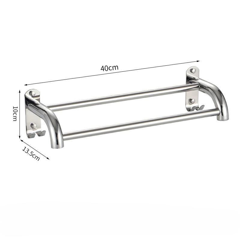 Stainless Steel Stainless Steel Double Towel Bar Wall Mounted Towel Rack Shelf Brushed Bathroom Towel Holder Accessories