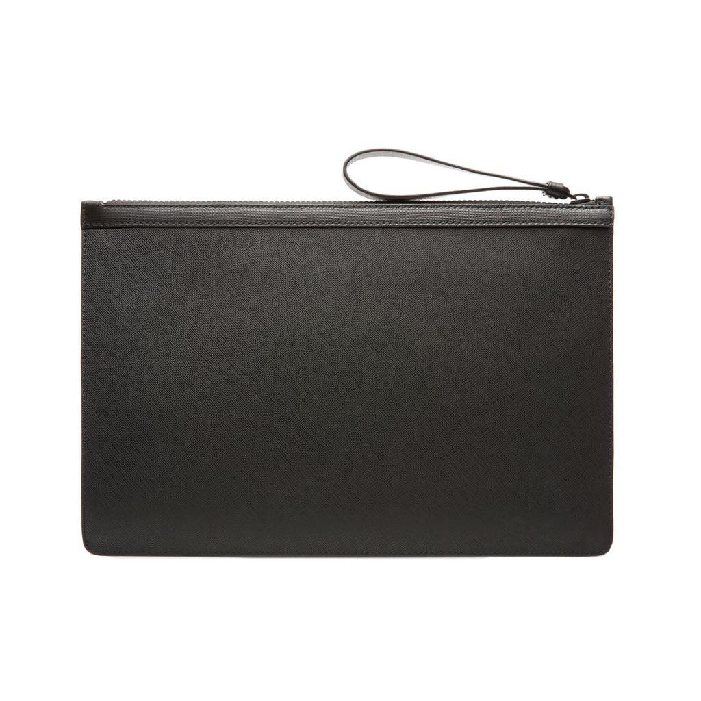 Bally Bollis Classic Black And White Striped Business Zipper Canvas Leather Wallet Clutch Large Men Wallets 6224350