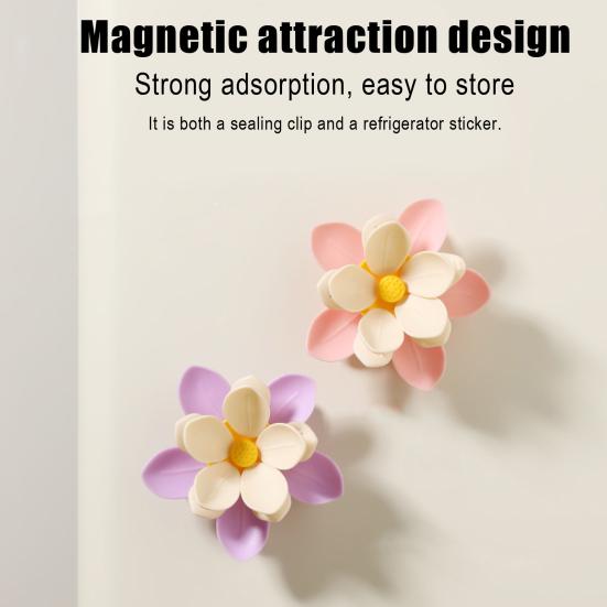 10Pcs/Set Sealing Clamp Easily Open Close Magnetic Absorption Double-Layer Flower Shape Food Bag Sealing Clips