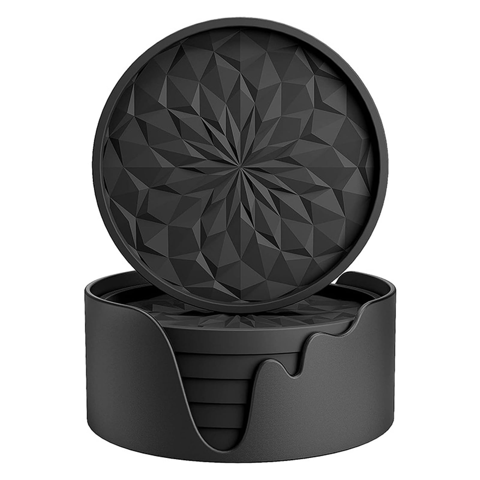 

Refoiner Stylish Silicone Heat Insulating Round Cup Suitable for Home and Office Set of 6 Coasters, Pads, Heat-Resistant, Waterproof, Non-Slip, чёрный