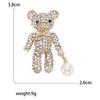 SKEDS New Arrival Women Shiny Full Crystal Bear Pearl Pendant Brooches Pins Fashion Design Animal Rhinestone High-end Badges