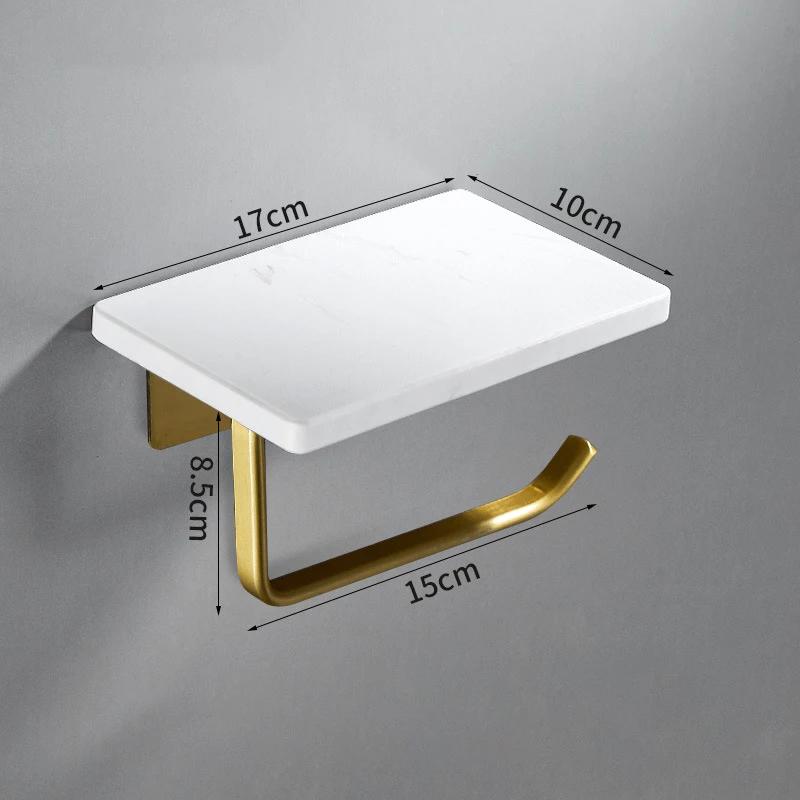 White/Black Marble Bathroom Paper Towel Holder Aluminum Wall-mounted Phone Rack Roll Tissue Shelf Bathroom Accessories