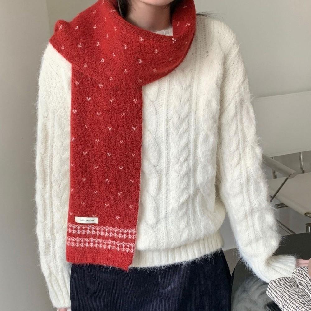 Retro Knitted Scarf 160×22cm Winter Scarf Versatile Ladies Wool Scarf