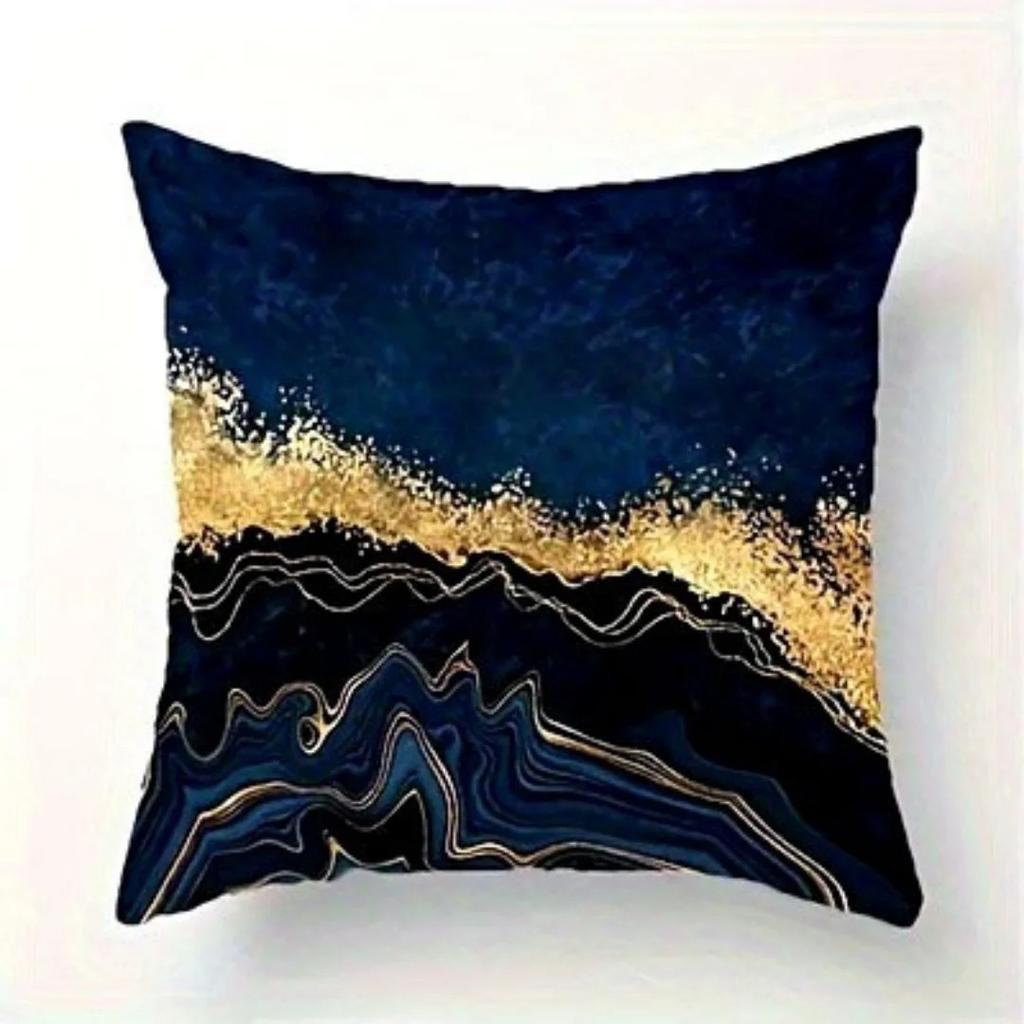 Marble  Gold Wave Pattern Pillow Covers Pattern Cushion Cover Suitable For Sofa Bedroom Car Pillow Cover