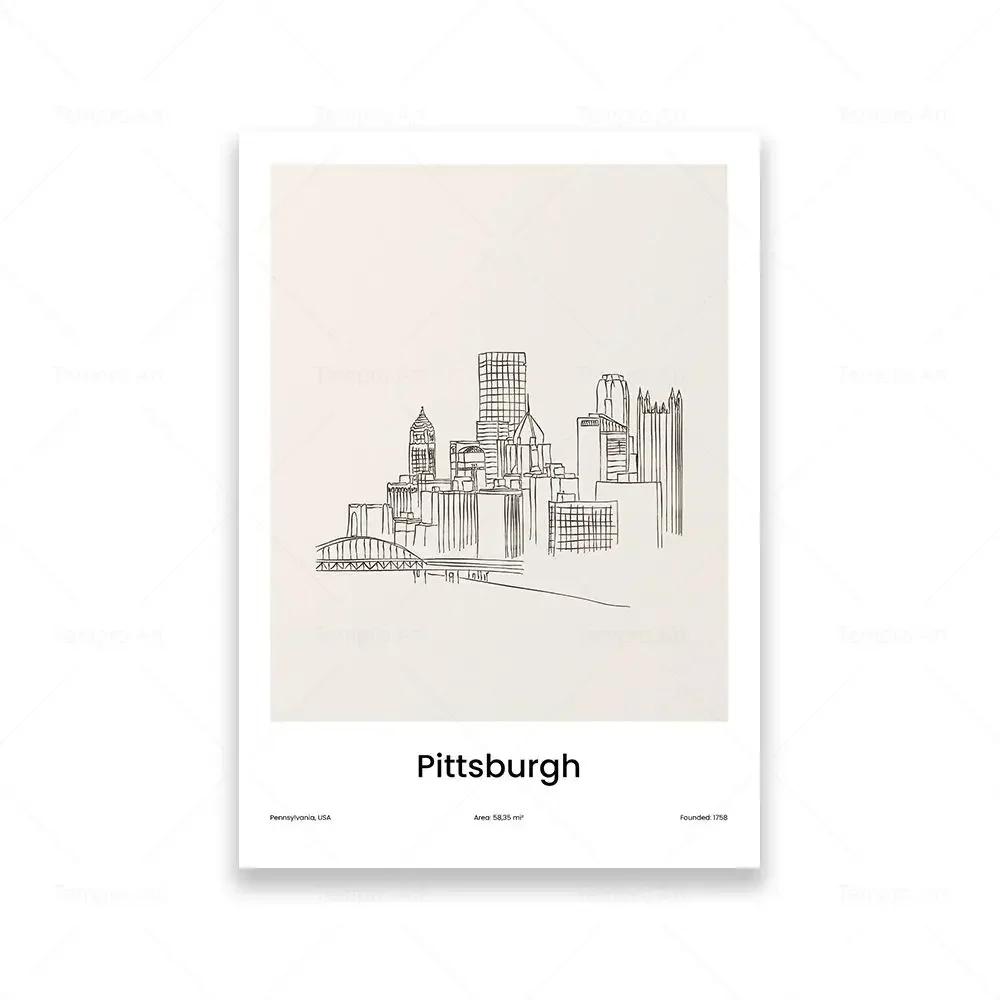 Modern Minimalist City Skyline Wall Art New York Toronto HD Canvas Print Poster for Living Room Bedroom Decor