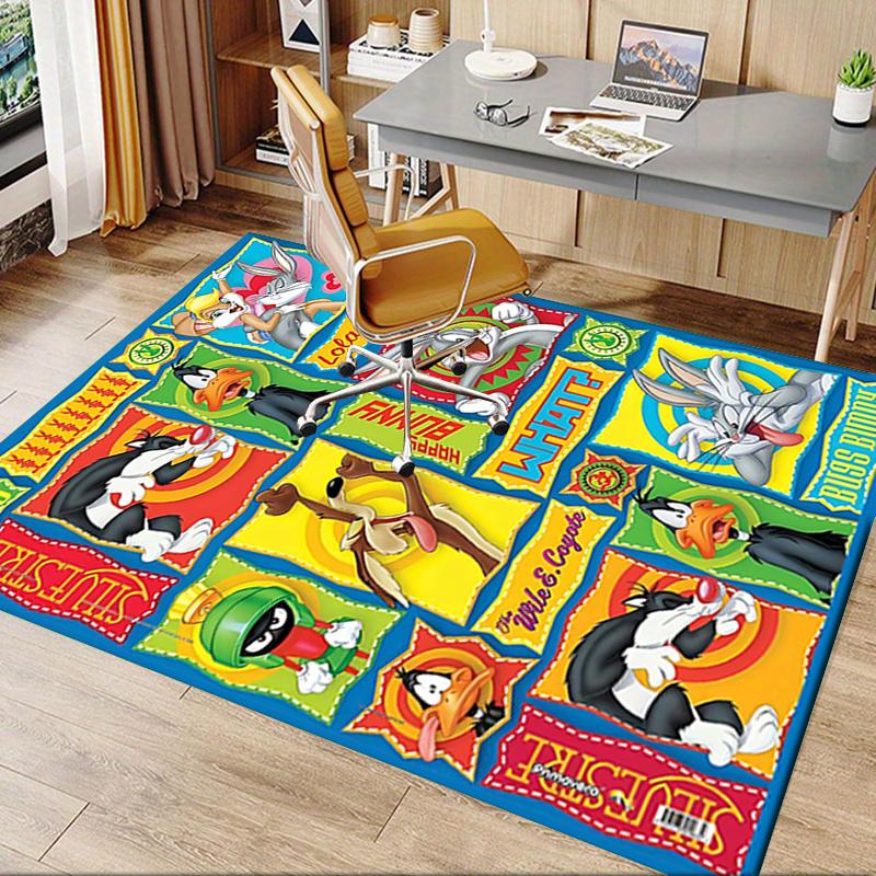 Looney Tunes Stuhlmatte für Schreibtisch Cartoon-Charakter Teppich für Heimdekoration, Büroteppich, Geeignet für Schlafzimmer, Wohnzimmer, Verschiedene Räume