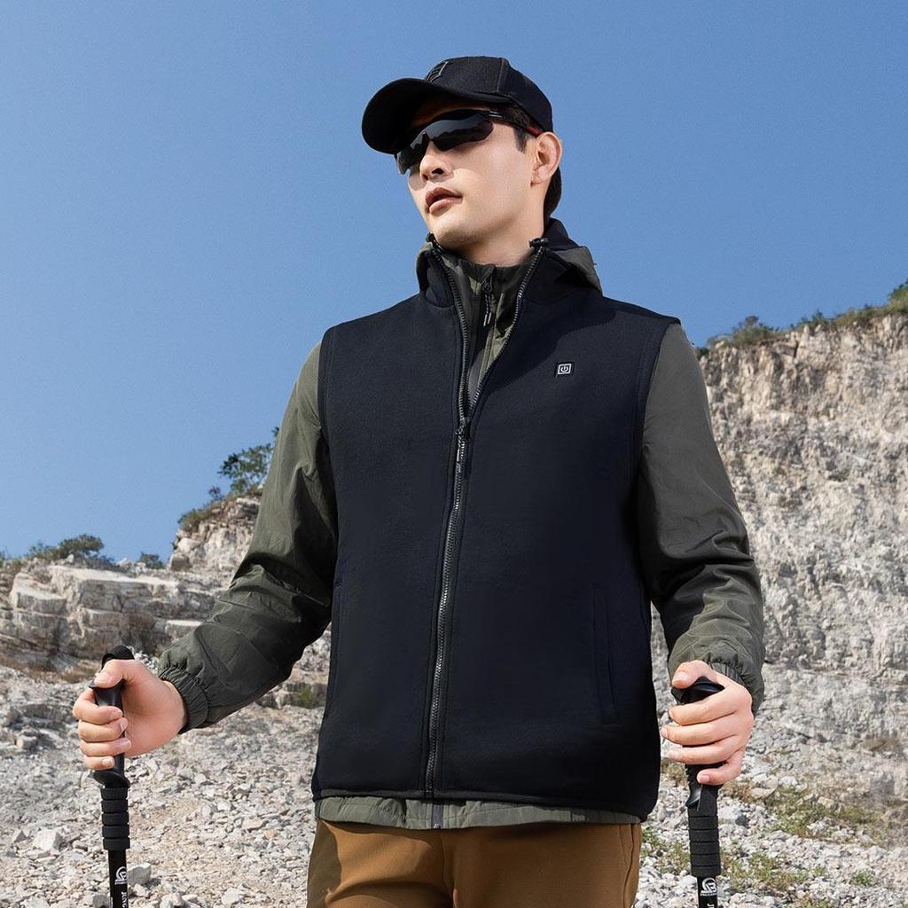 Men's SKAH Shikahe Smart Heated Fleece Vest - Winter Warmth with Temperature Control & Stand Collar