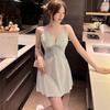 Sexy pajamas women's autumn and winter golden velvet long-sleeved suit sexy v tie chest pad suspender nightdress robe two-piece set