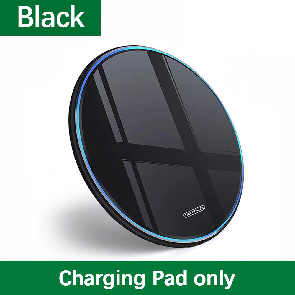 Wireless Charger Pad Stand Desktop Ultra-thin Mobile Phone Fast Charging Dock Station For iPhone 16 15 14 13 Samsung Note Xiaomi