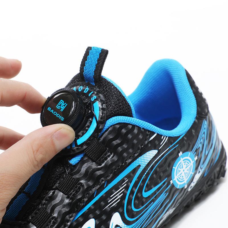 Children's Broken Nail Football Shoes Rotating by Button Training Shoes Outdoor Primary and Secondary School Students Velcro Low-top Sports Shoes