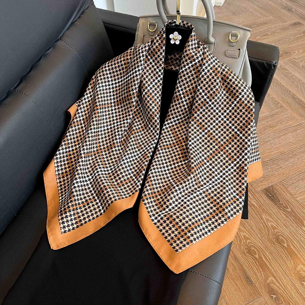 Square scarf 91CM large square scarf imitation silk satin scarf temperament women's shawl scarf headscarf windproof silk scarf thin
