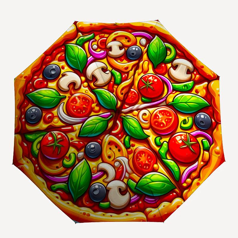 

1pc Pizza Print Folding Umbrella | Elegant Design, Fashionable Accessory, Durable Construction, Sturdy Ribs yy251107079
