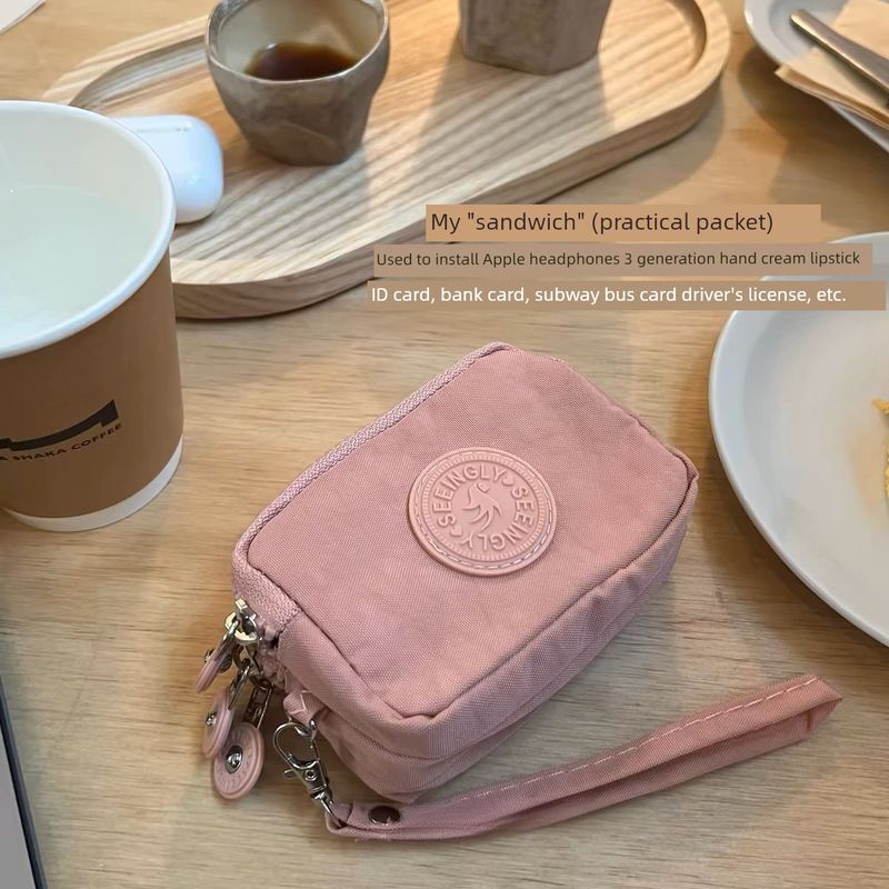 

Велосумка! Подходит для Huawei Apple AirPods Bluetooth-наушников Чехол Защитный чехол! Милый мини-кулон-брелок, маленькие украшения Sandwich nylon bag [leather powder]]