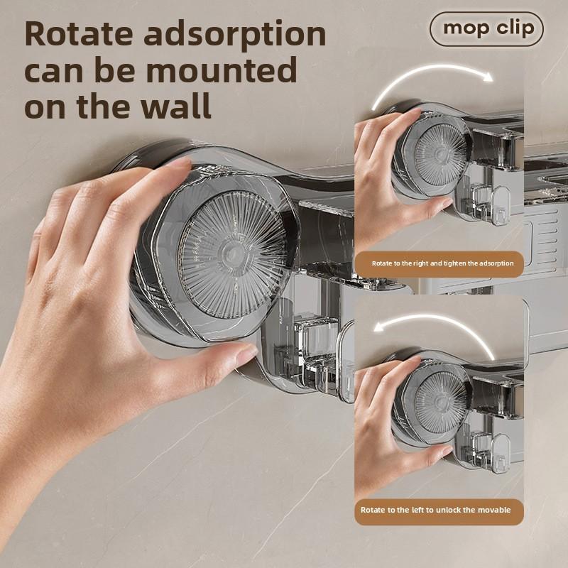 Bathroom, Toilet, Kitchen Storage, Even Row of Mop Clips, No Punching, Movable Vacuum Adsorption Hooks, Wholesale by Manufacturers