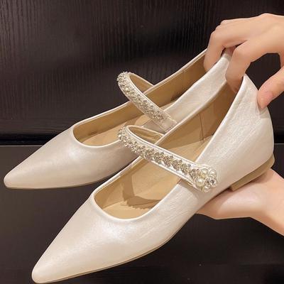 Mode Sexy Spitz Strass Damen Mary Janes Luxus Designer Niedriger Absatz All Match Lässige Einzelne Schuhe Mode Damen Pumps