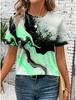 Summer Fashion Women's T Shirt Graphic Marble Modern Stylish Classic Short Sleeve Crew Neck Tees Round Neck Regular Tops