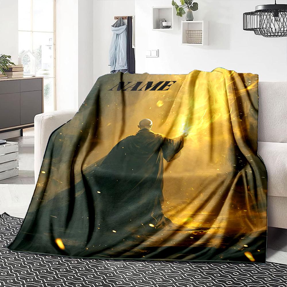 Custom Name Elegant Gothic Crest blanket for Couch & Bed, Plush Cozy Fuzzy Blanket Super Soft & Warm Blankets for Fall and Winter. 090874