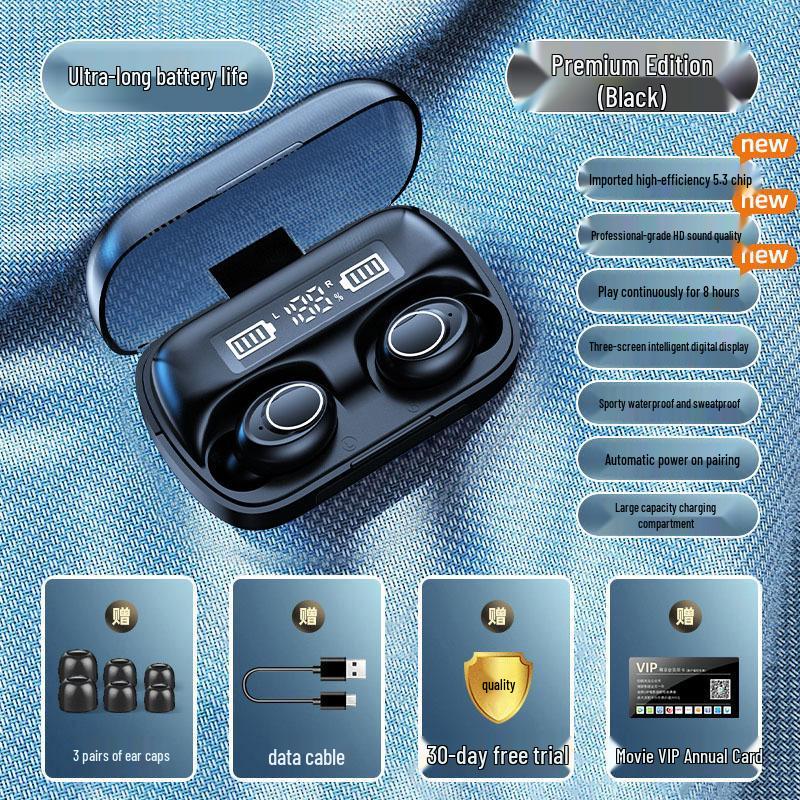 2025 True Wireless Noise-Cancelling In-Ear Bluetooth Earphones for Men & Women - High Sound Quality & Long Battery Life