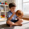 Teakholz Fußball Dekoration mit traditioneller Holzverbindung für Kinderzimmer und als Geschenk