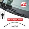 2Pc No Cutting Car Metal Wiper Blade Refill 6mm 14" 16" 22" 24" 26" Windshield Windscreen Wiper Refills Replacement Rubber Wipers Blades 3