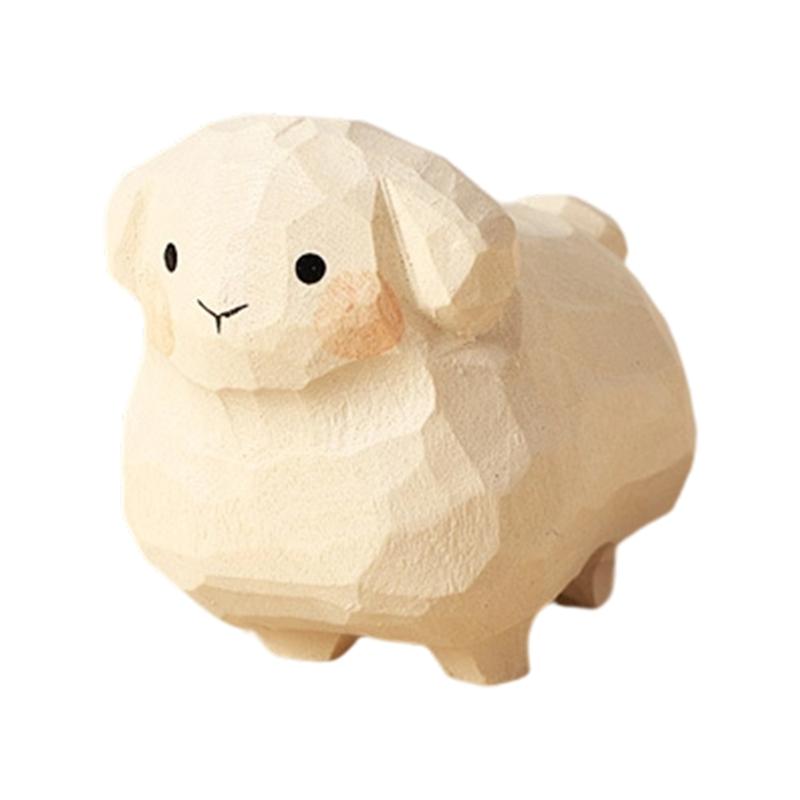 

Деревянные резные фигурки овец, миниатюрный ягненок, украшение животного для дома, брелок для ключей, подарок