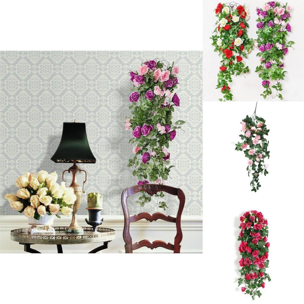 Stunning 90cm Artificial Silk Rose Flower Garland With Lifelike Green Ivy Leaves For Home Decor