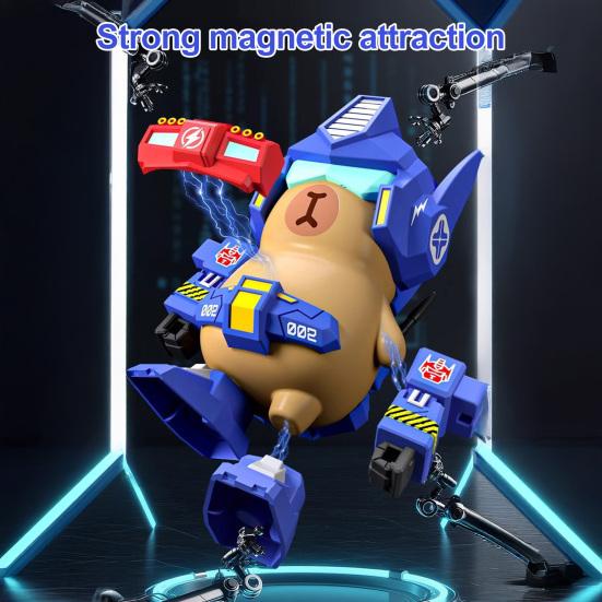 Magnetic Mechanical Capybara Building Toy Buildable Mecha Capybara Figure with Movable Parts Educational Cartoon Animal Model Decoration