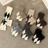 Argyle Pattern Wool Knitted Turn Cuffs Leg Warmers for Women and Students Cold Weather Foot Covers Footless Calf Socks