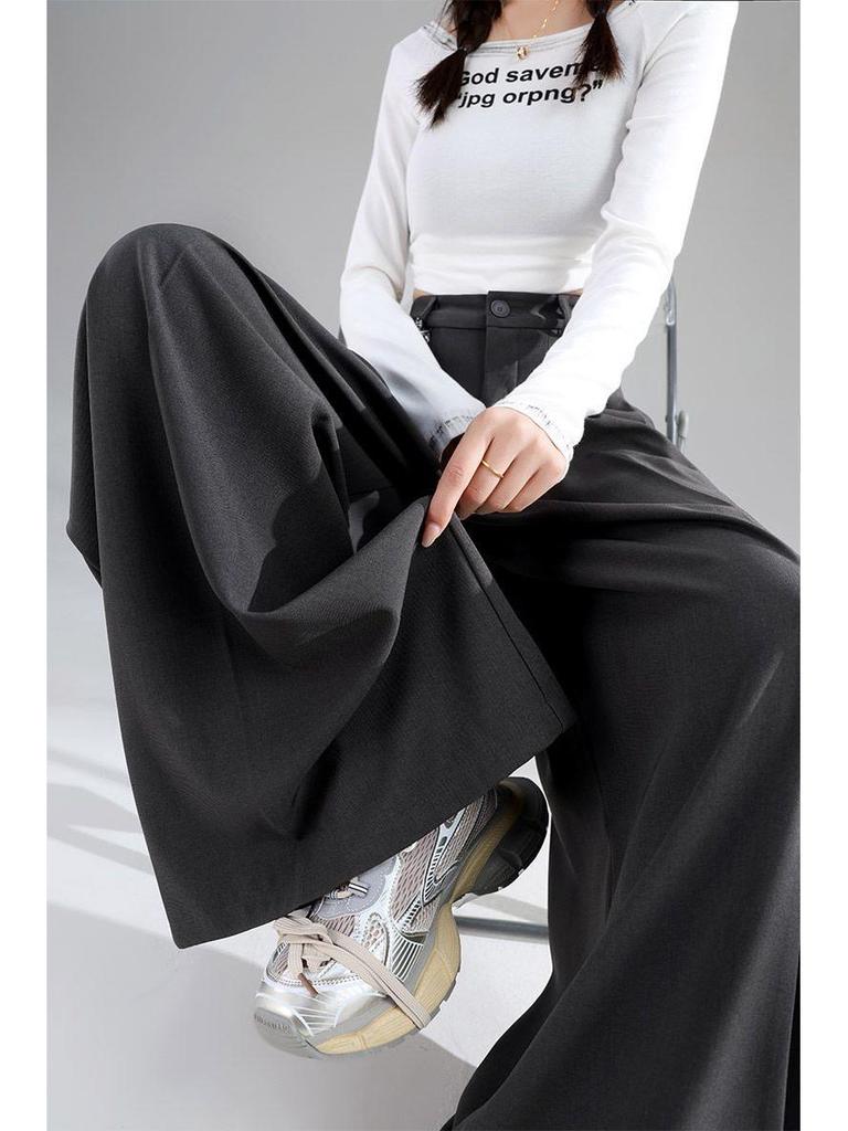 Women's Drapey Wide-Leg High-Waisted Slimming Floor-Length Pants - 2026 Spring/Summer Collection